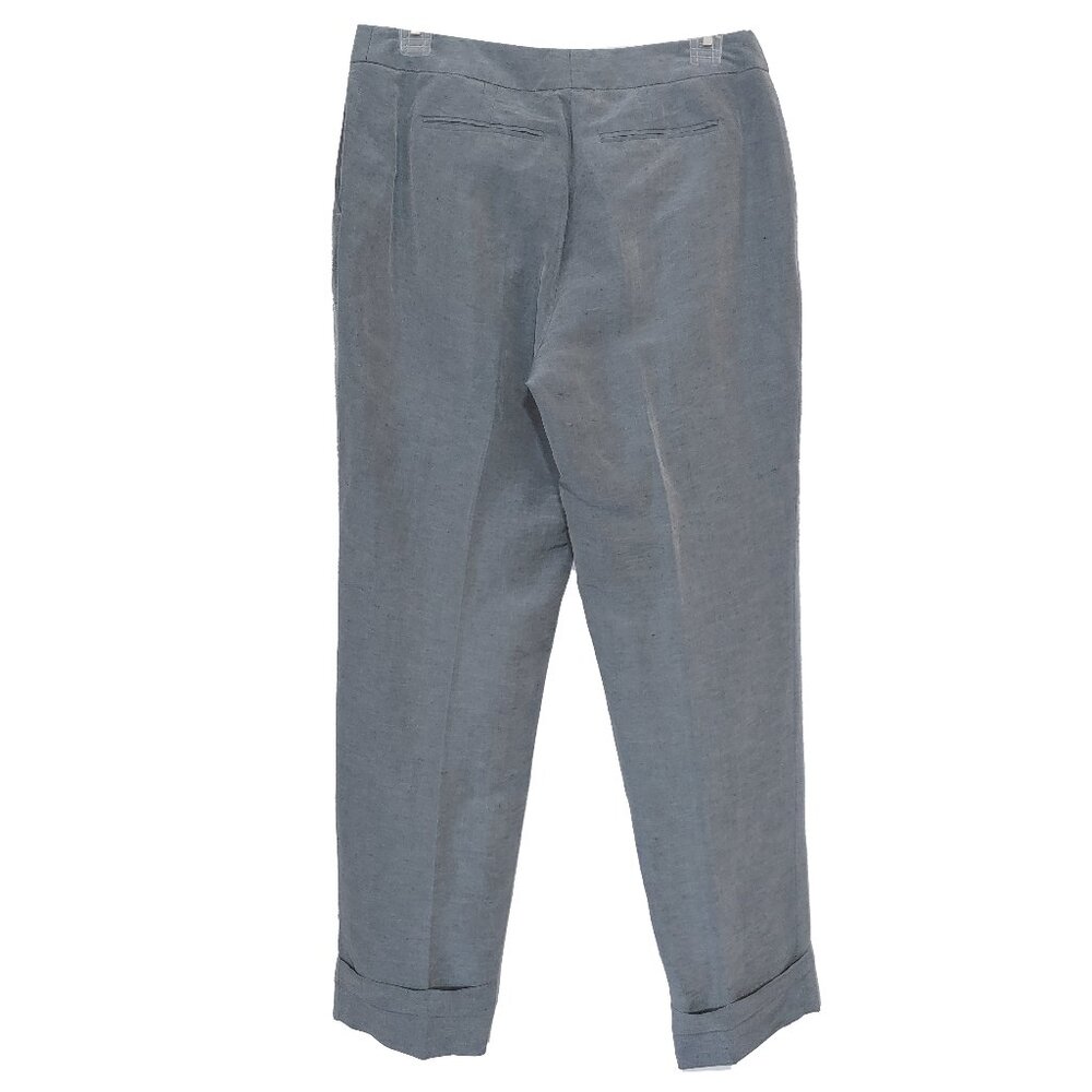 Vintage WORTH Silk Pants Ice Blue Corporate Luxury Classic Taper Leg Trousers - Picture 2 of 7